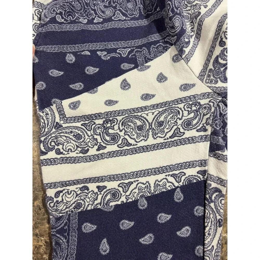 Alice + Olivia Navy White Bandana Elina Paisley Patchwork Pajama Set Boho XS